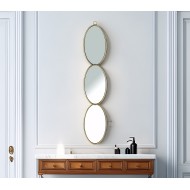 Lustro ścienne wiszące 3-elementowe złote 105x20 cm metalowe