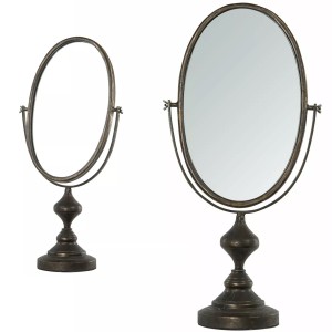 Czarne lustro na stojaku metalowe 66x33 cm ozdobne uchylne