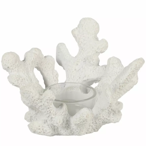 Świecznik rafa koralowa biały mat na tealight – dekoracja w stylu marynistycznym