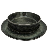 Talerz obiadowy zielony 28 cm – elegancka ceramika | Skandi.pl