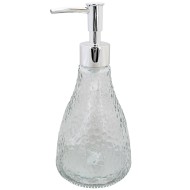 Dozownik do mydła szklany przezroczysty 350 ml ze srebrną pompką