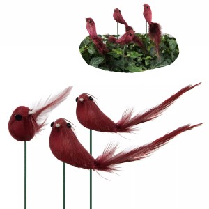 Ozdoba do doniczek czerwone ptaki 3 szt. z piór