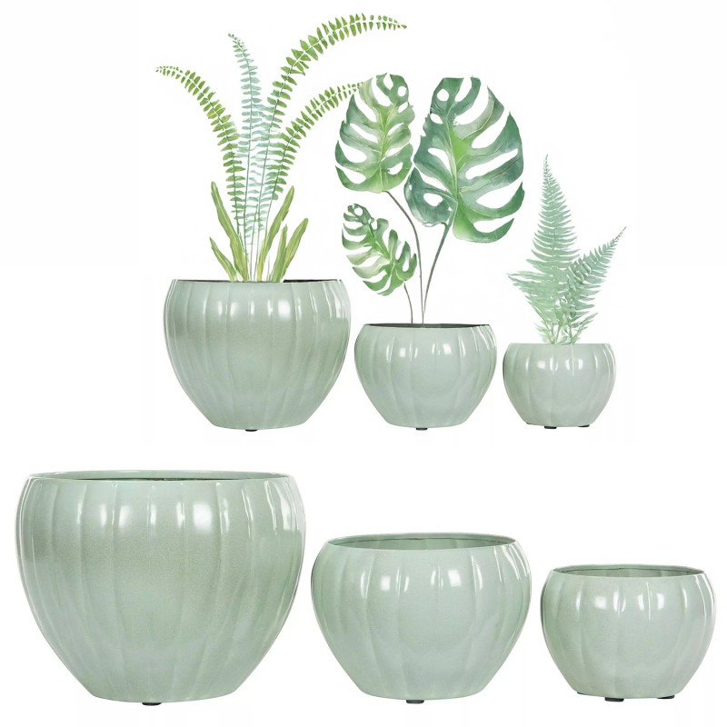 Komplet 3 osłonek doniczek metalowych turkusowych okrągłych