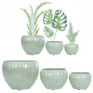 Komplet 3 osłonek doniczek metalowych turkusowych okrągłych