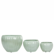 Komplet 3 osłonek doniczek metalowych turkusowych okrągłych