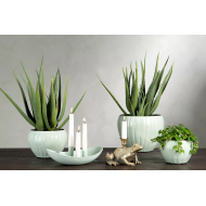 Komplet 3 osłonek doniczek metalowych turkusowych okrągłych