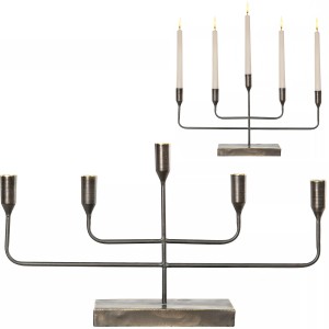 Metalowy świecznik kandelabr loftowy na 5 świec – srebrny, industrialny design