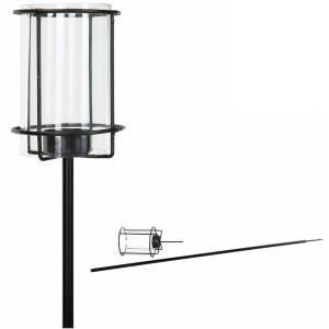 Lampion ogrodowy czarny loft na patyku 117,5cm do świec tealight