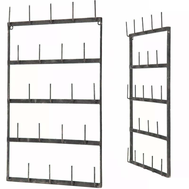 Wieszak loft srebrny metalowy ścienny 77x44 cm do kuchni i przedpokoju