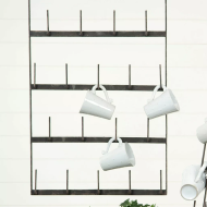 Wieszak loft srebrny metalowy ścienny 77x44 cm do kuchni i przedpokoju