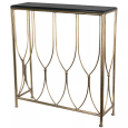 Konsola glamour złota z czarnym blatem 85x26x92 cm do salonu i przedpokoju