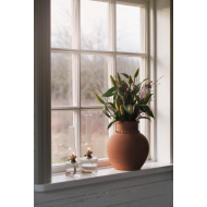 Wazon gliniany terakota 25x27 cm szkliwiony naturalny ręcznie robiony