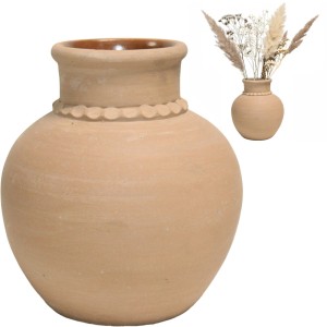 Wazon gliniany terakota 25x27 cm szkliwiony naturalny ręcznie robiony