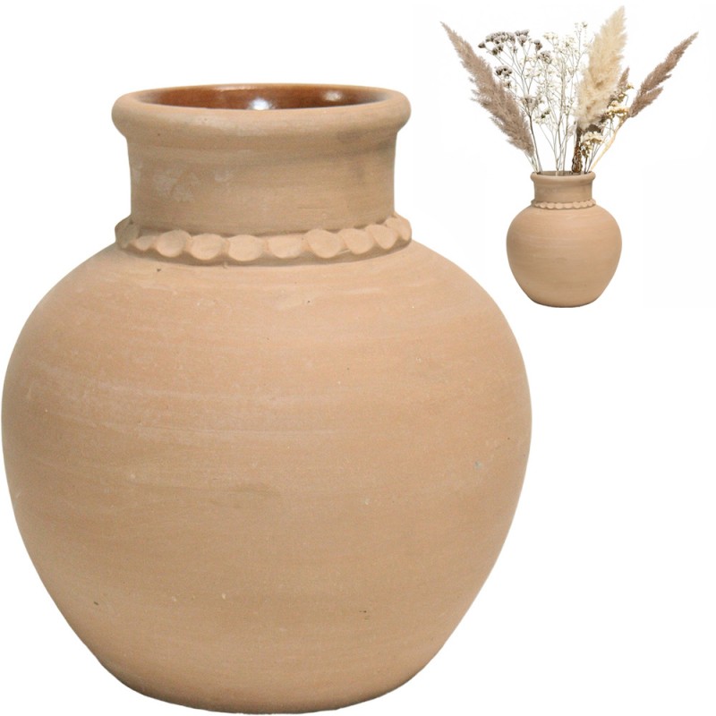 Wazon gliniany terakota 25x27 cm szkliwiony naturalny ręcznie robiony