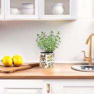 Doniczka ceramiczna biała w cytryny 14x13 cm dekoracyjna do roślin domowych