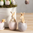 Figurka wielkanocna zajączek w jajku komplet 2 szt. 10 cm różowy i szary