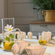 Solniczka i pieprzniczka ceramiczna z motywem roślinnym 5,5x7 cm ręcznie malowane