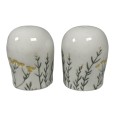 Solniczka i pieprzniczka ceramiczna z motywem roślinnym 5,5x7 cm ręcznie malowane