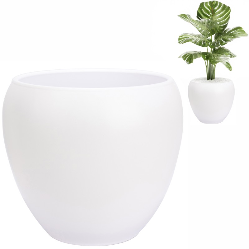 Doniczka ceramiczna biała matowa 27x24 cm podłogowa do palm i monster