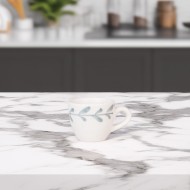 Filiżanka ceramiczna do espresso 60 ml biało-zielona z liściem ręcznie malowana