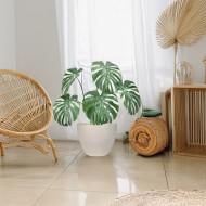 Doniczka okrągła jasnoszara duża 27x21 cm z tworzywa z recyklingu