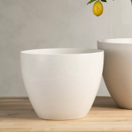 Doniczka okrągła jasnoszara duża 27x21 cm z tworzywa z recyklingu