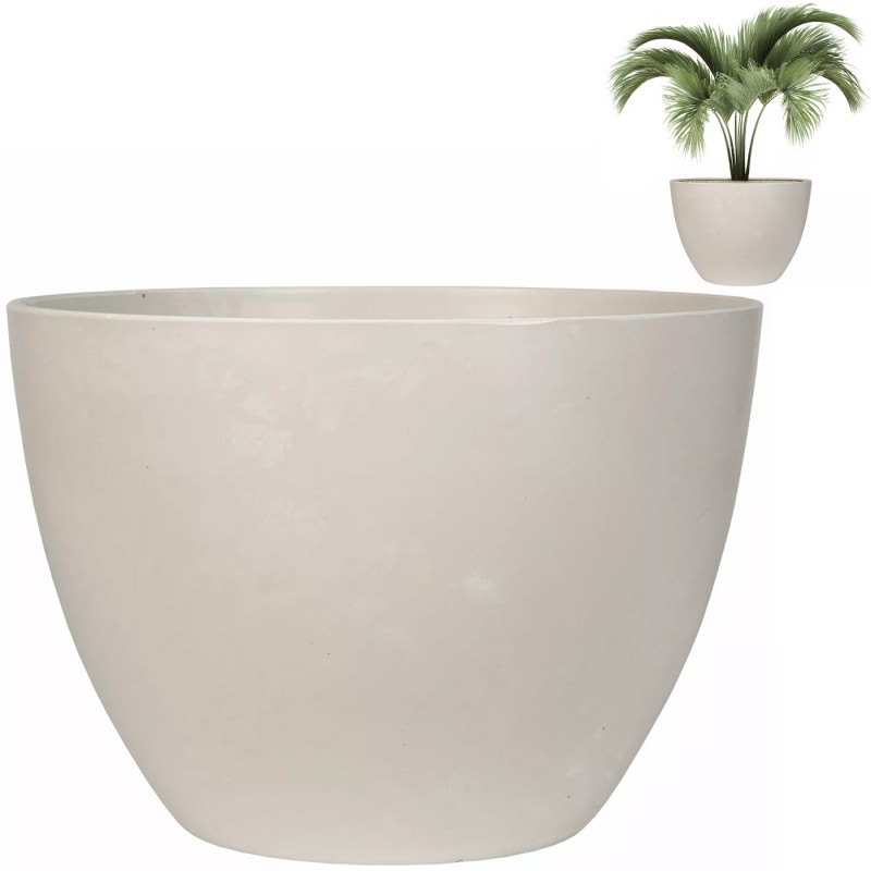 Doniczka okrągła jasnoszara duża 32 cm z tworzywa z recyklingu