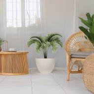 Doniczka okrągła jasnoszara duża 32 cm z tworzywa z recyklingu