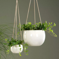 Zestaw wiszących doniczek białych metalowych 3 szt. okrągłe bez odpływu