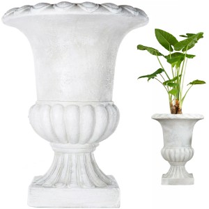 Doniczka biała podłogowa kielich ogrodowy 61 cm matowa wodoodporna