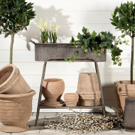 Kwietnik metalowy loftowy srebrny z 3 przegrodami i półką 69 cm