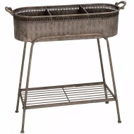 Kwietnik metalowy loftowy srebrny z 3 przegrodami i półką 69 cm