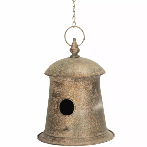 Karmnik ogrodowy dla ptaków wiszący metalowy stare złoto 25 cm