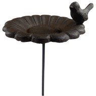 Poidełko żeliwne dla ptaków do wbicia w ziemię ⌀15 cm z figurką