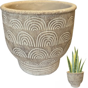 Doniczka betonowa boho beżowa 18 cm bez odpływu na rośliny domowe