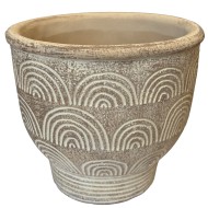 Doniczka betonowa mała boho beżowa 14,5 cm bez odpływu do roślin domowych