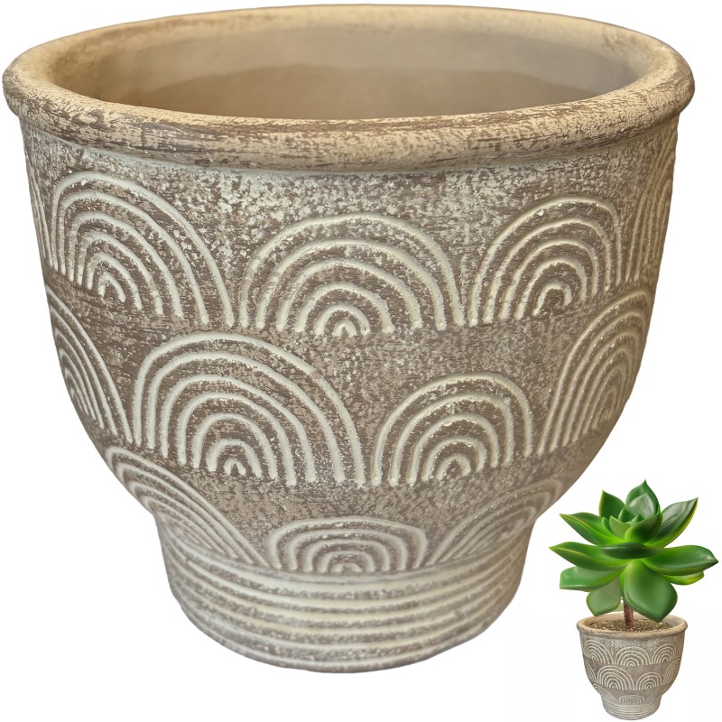 Doniczka betonowa mała boho beżowa 14,5 cm bez odpływu do roślin domowych