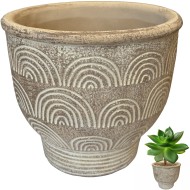 Doniczka betonowa mała boho beżowa 14,5 cm bez odpływu do roślin domowych