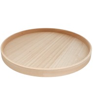 Okrągła drewniana taca – Naturalna i elegancka dekoracja do wnętrz salonu