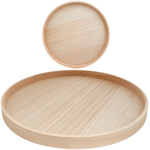 Okrągła drewniana taca – Naturalna i elegancka dekoracja do wnętrz salonu