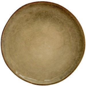 Talerz obiadowy ceramiczny 28 cm brązowo-zielony z połyskiem