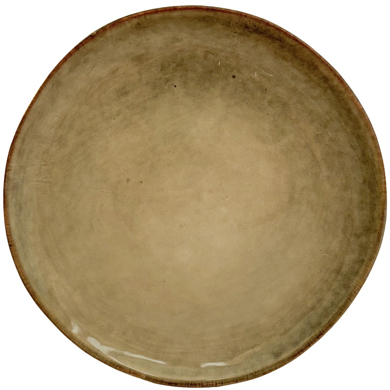 Talerz obiadowy ceramiczny 28 cm brązowo-zielony z połyskiem