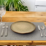 Talerz obiadowy ceramiczny 28 cm brązowo-zielony z połyskiem