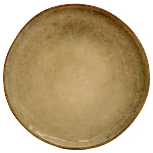 Talerz deserowy ceramiczny brązowo-zielony 20,5 cm połysk