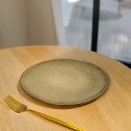 Talerz deserowy ceramiczny brązowo-zielony 20,5 cm połysk