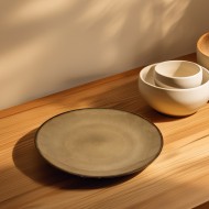 Talerz obiadowy ceramiczny 27,5 cm – brązowy nugatowy połysk