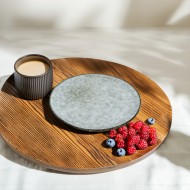 Talerz deserowy ceramiczny błękitny 20 cm z połyskiem – stylowy element zastawy stołowej