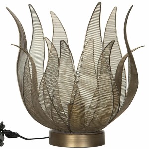 Złota lampa stołowa dekoracyjna 35 cm – metalowa lampa w kształcie kwiatu E27