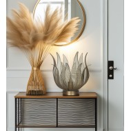 Złota lampa stołowa dekoracyjna 35 cm – metalowa lampa w kształcie kwiatu E27