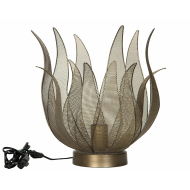 Złota lampa stołowa dekoracyjna 35 cm – metalowa lampa w kształcie kwiatu E27